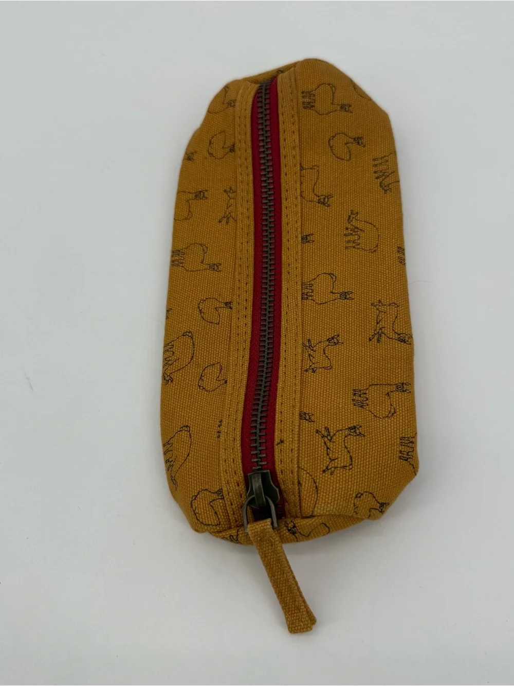 Urban Outfitters Mustard Yellow Llama Zipper Pouch Case Travel Pencil Bag